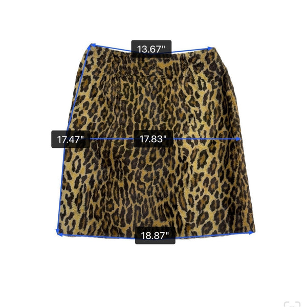 Cache Women Brown Leopard Print Cotton Blend Skirt Animal Pattern Size 6