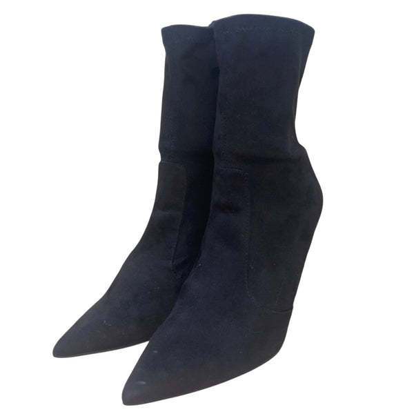 Zara Women’s Black Faux Suede Pointed Toe High-Heel Ankle Boots Size US7