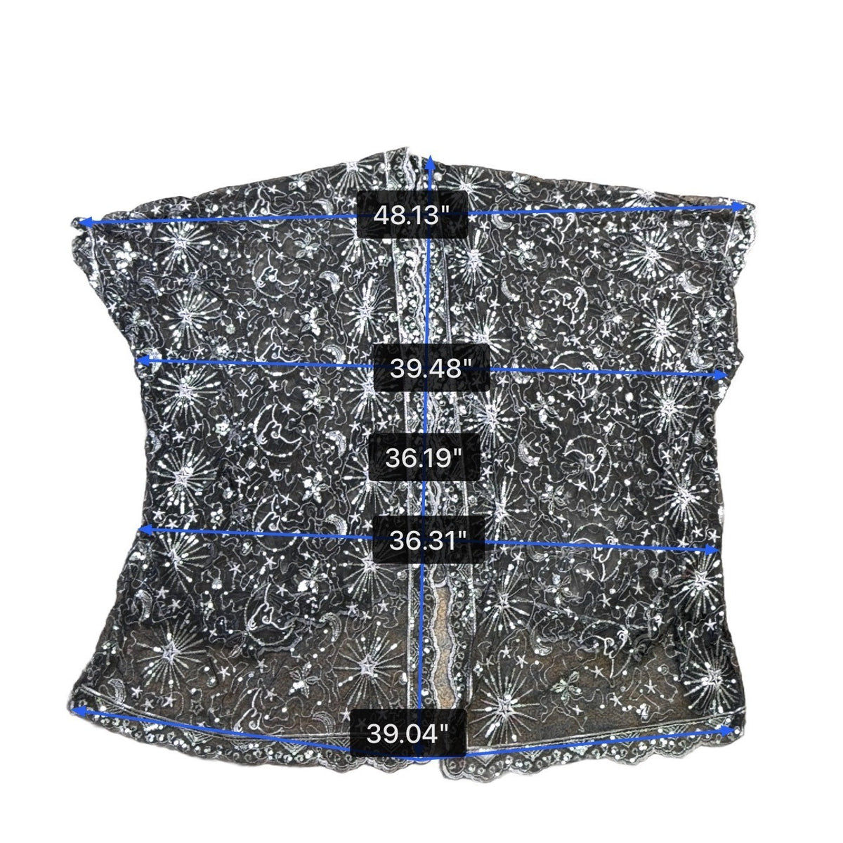 Dreamkeeper Collection Womens Black Sheer Kimono Stars Embellished Open Front OS