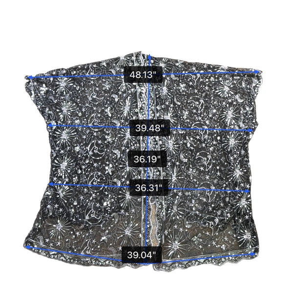 Dreamkeeper Collection Womens Black Sheer Kimono Stars Embellished Open Front OS