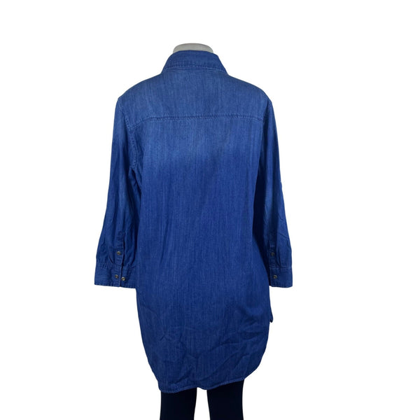 Carry On River Blues Women’s Blue Chambray Long Sleeve Tunic Shirt Size XL - New
