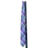 Croft & Barrow Mens Purple & Gray 100% Silk Plaid Tie Hand Made Business/Party
