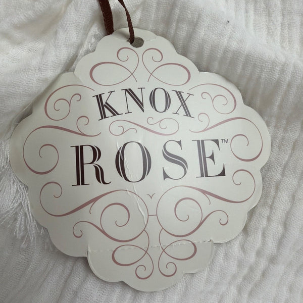 Knox Rose Womens White Cotton Gauze Romper Tassel Tie Accent Size S