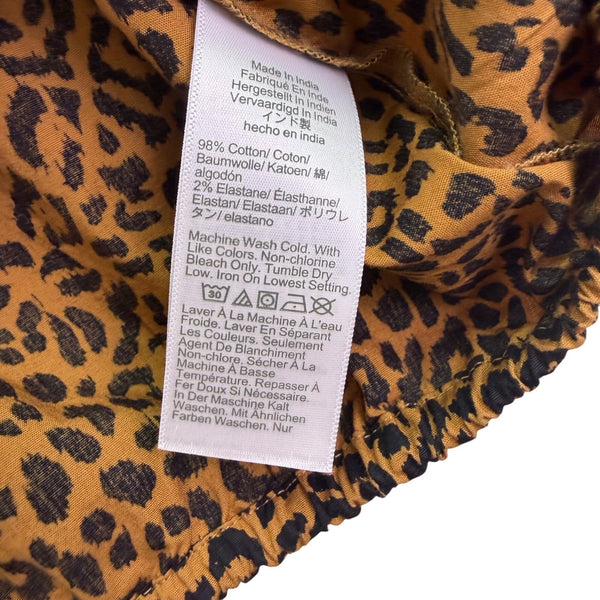 J.Crew Womens Brown Leopard Print Button Down Puff Sleeve Blouse Size L