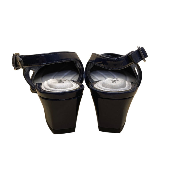 Easy Street Women’s Navy Patent Breanna Slingback Low Block Heels Size 8M