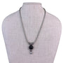 Chicos Womens Silver Tone Chain Necklace Black & Clear Faux Stone Pendant