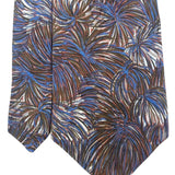 Christian D Mens Brown Blue Feather Print Silk Tie Italy Made USA