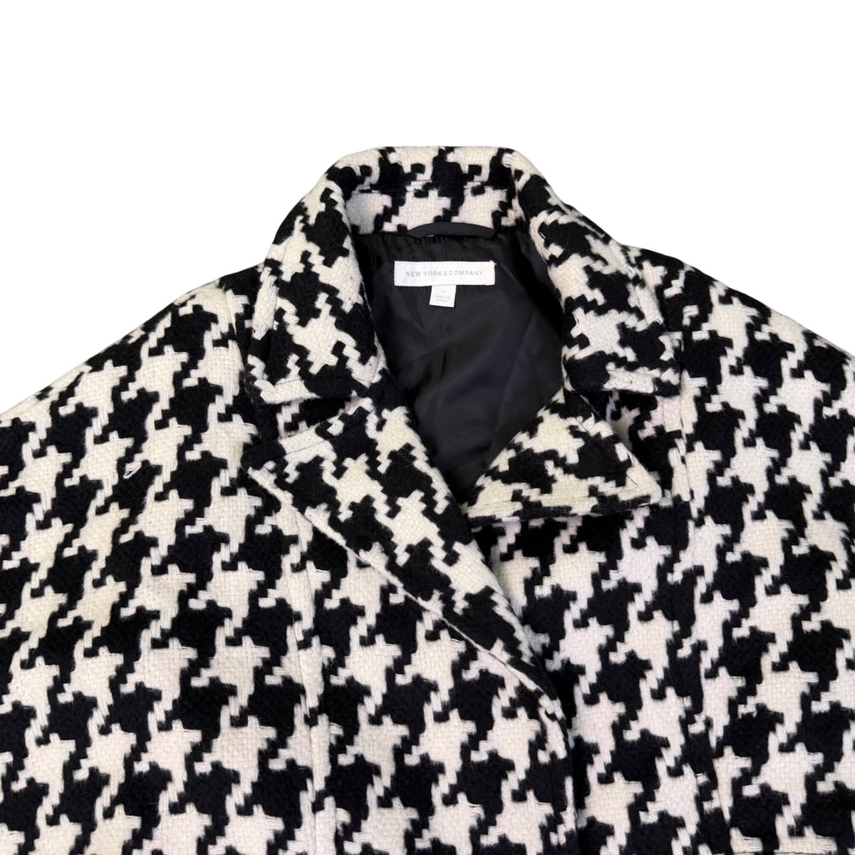 New York & Company Womens Black & White Houndstooth Belted Cape Jacket M