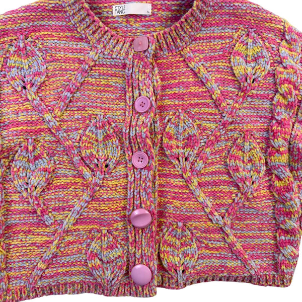 Style Tang Womens Multicolor Knit Cardigan Sweater Button Front Long Sleeve Sz S