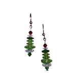 Light Green Sterling Austrian Crystal Christmas Tree Earrings Holiday Jewelry