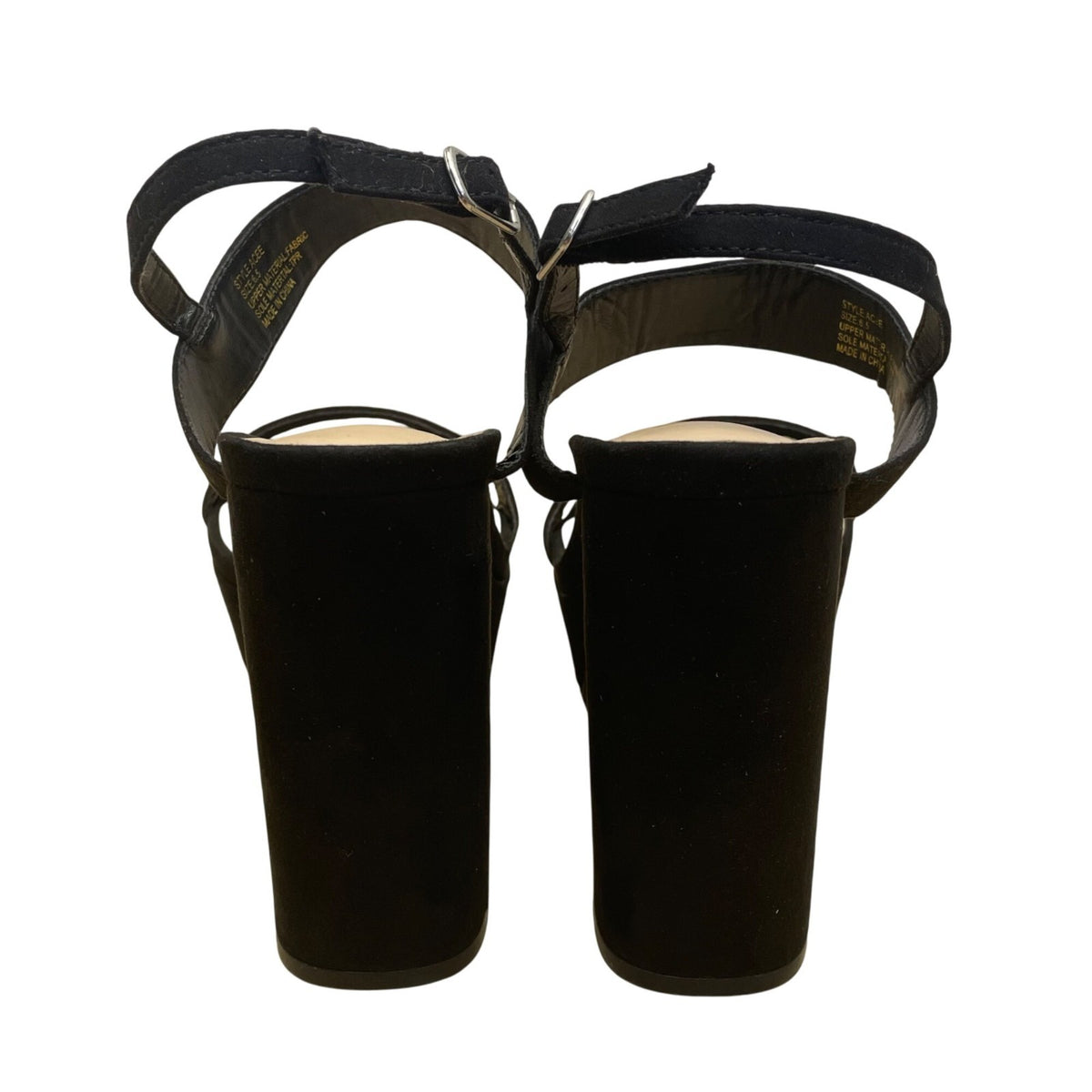 Lulus Women’s Black Fabric Adjustable Strap Open Toe Acee Platform Heels Sz 6.5