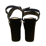 Lulus Women’s Black Fabric Adjustable Strap Open Toe Acee Platform Heels Sz 6.5
