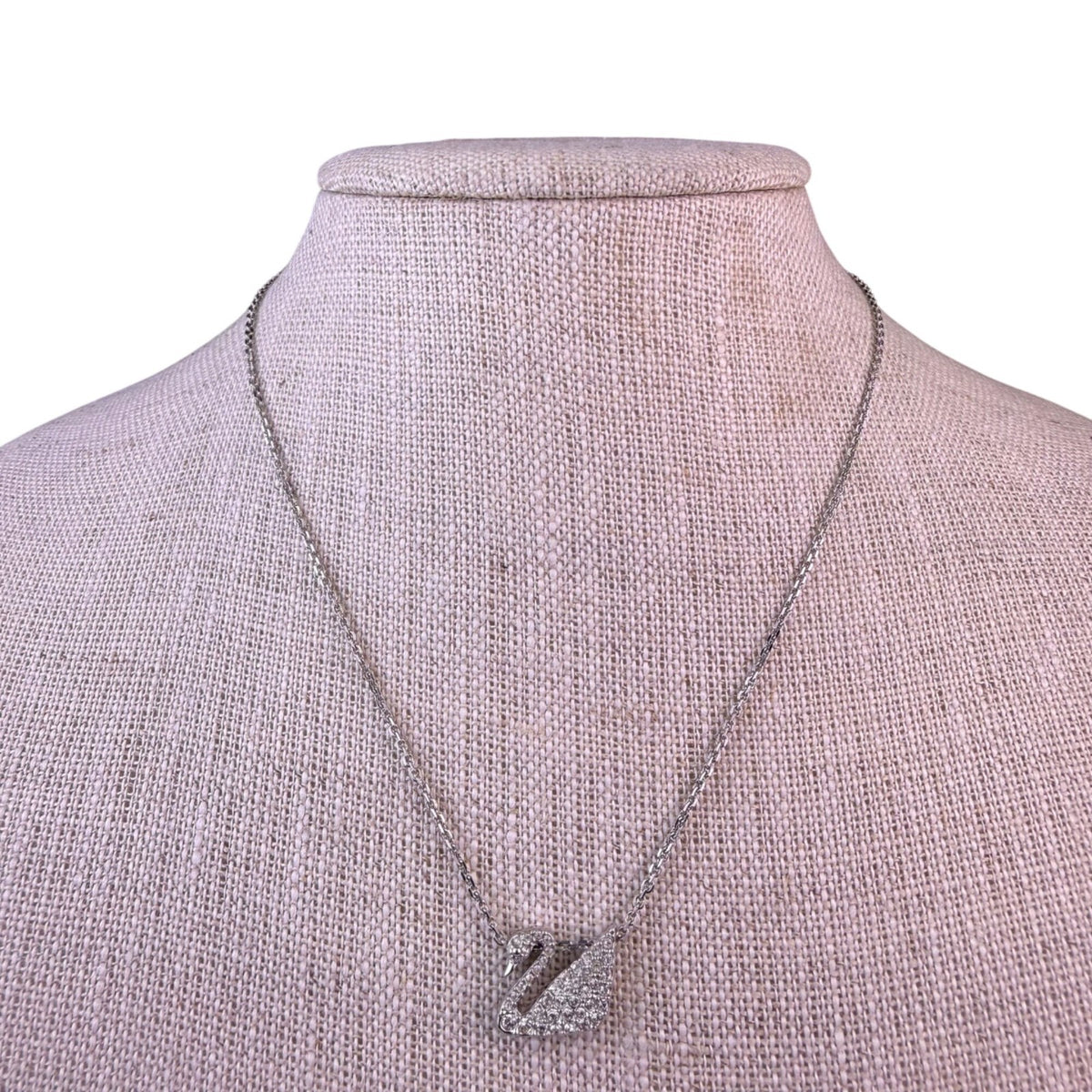 Swarovski Womens Silver Tone Crystal Swan Pendant Necklace Rhodium-Plated