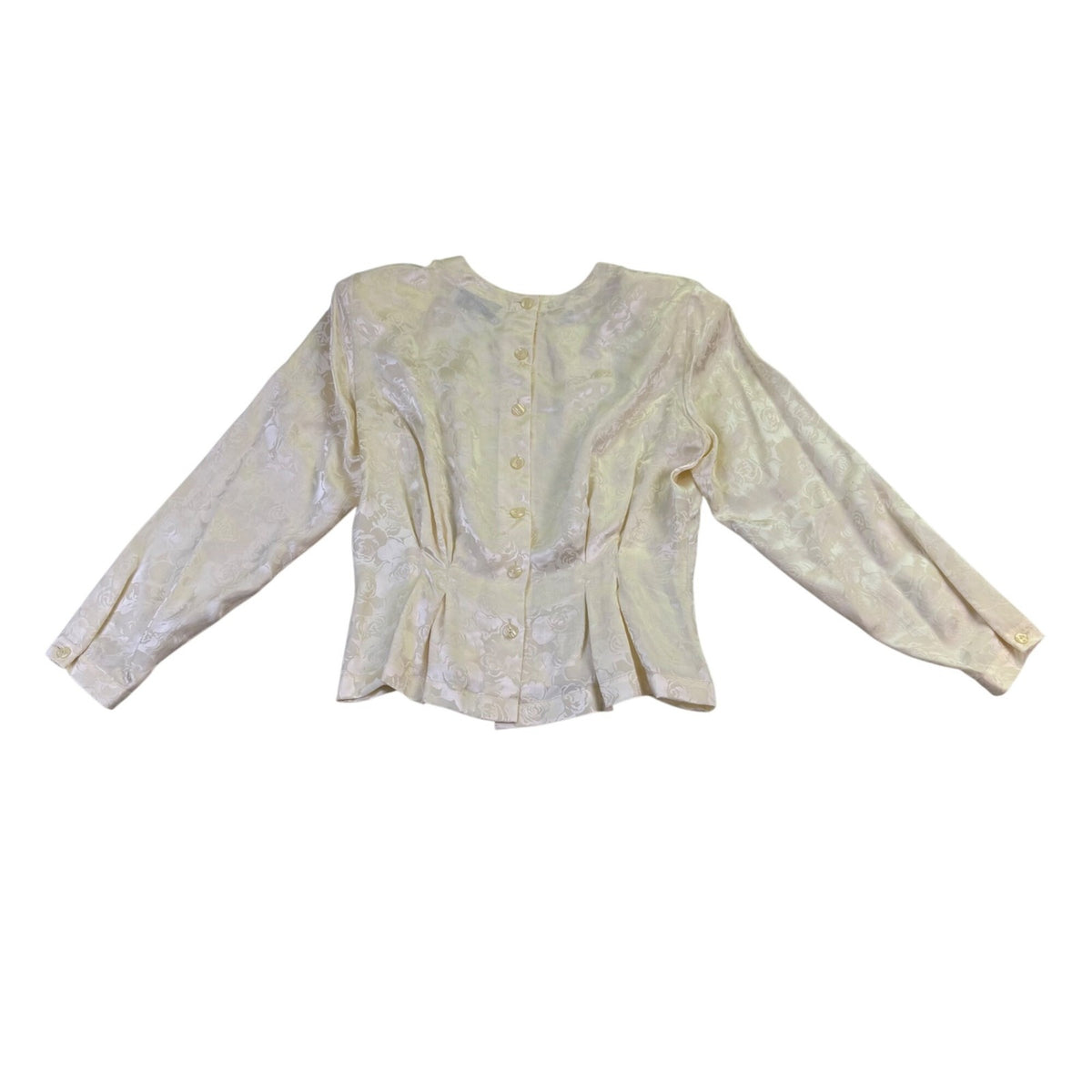 Chaus Womens Off-White Silk Floral Pattern Long Sleeve Top Elegant & Chic Sz 10 