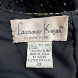 Lawrence Kazar Womens Black Beaded Silk  Jacket & Top Floral Embellished Sz 2X