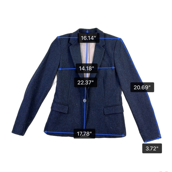 Zara Basic Womens Navy Cotton Blazer Single Button Lined Slim Fit Size M