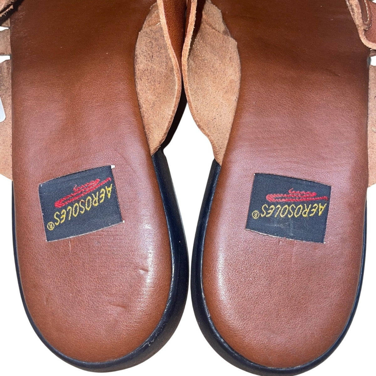 Aerosoles Women’s Brown Leather Open Toe Woven Slip-On Sandals Size 10B