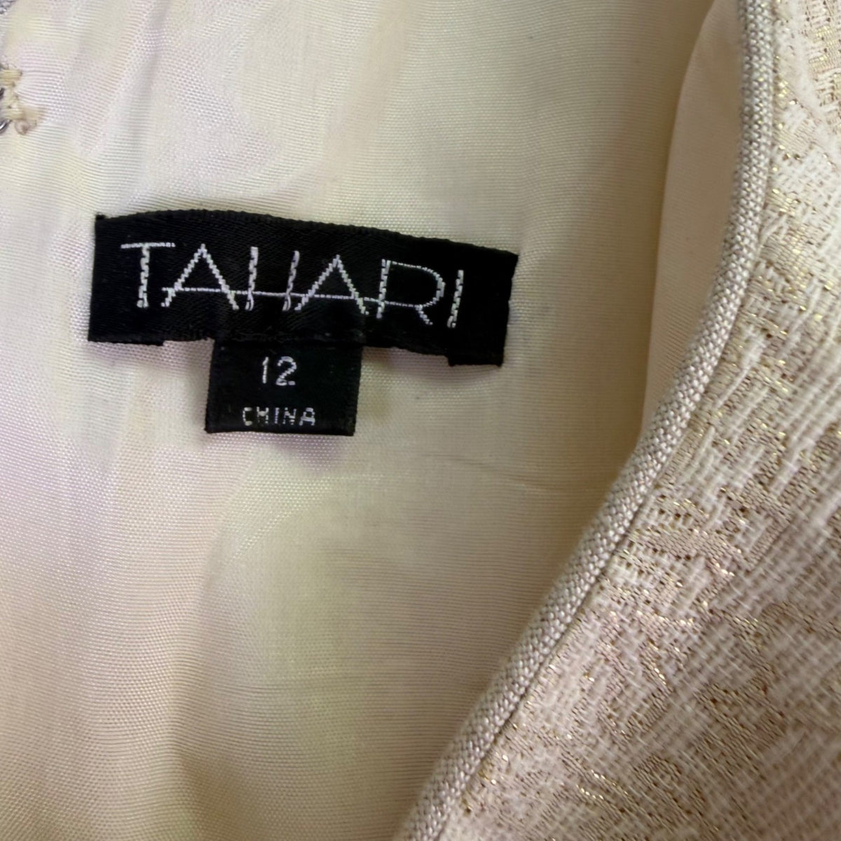 Tahari Womens Ivory Sleeveless Cocktail Dress With Embellished Waist Size 12