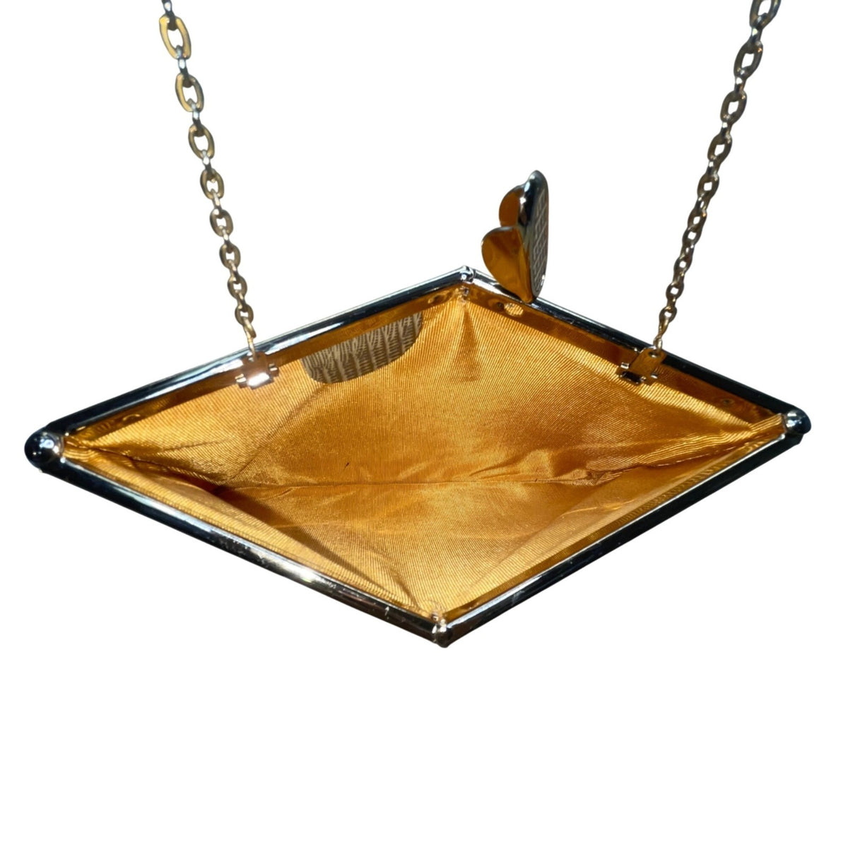 Vintage Gold Faux Leather & Crocodile Embossed With Chain Strap Clutch Bag