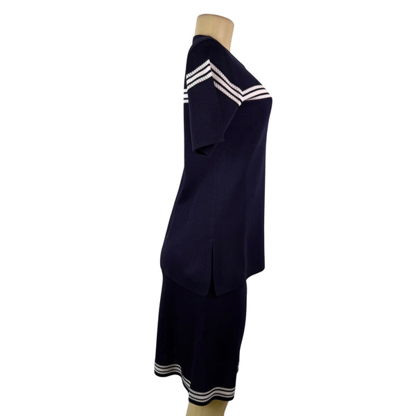 Exclusively Misook Womens Navy Acrylic Two-Piece Knit Top & Skirt Set Size XS P
