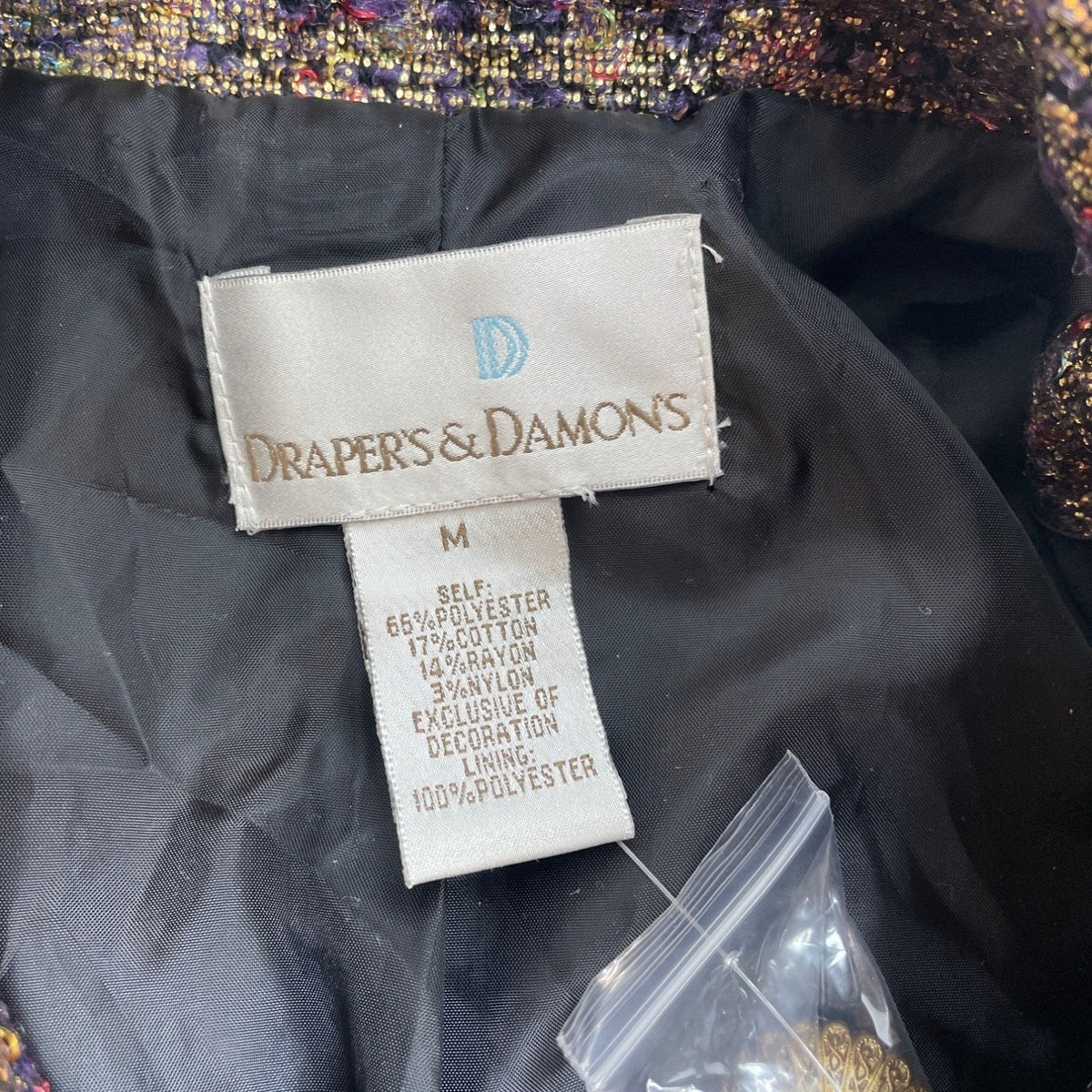 Vintage Draper’s & Damons Women’s Gold and Purple Tweed Blazer Coat Sz M