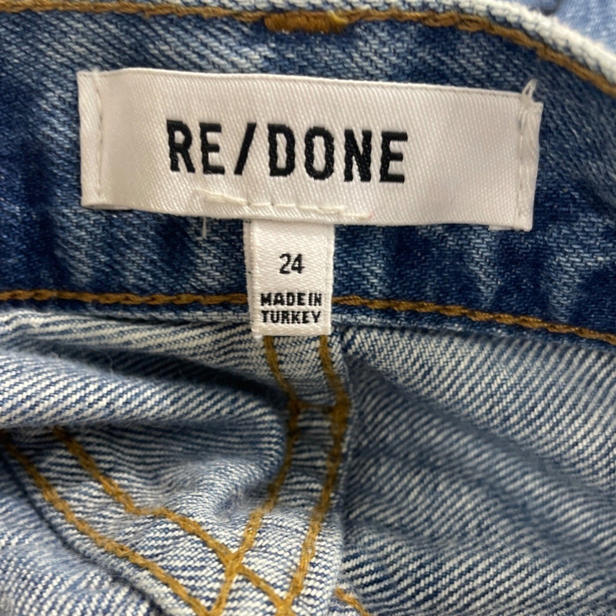 Re/Done Women's Blue Wide Jeans with Distressed Look at Length End  Sz 24