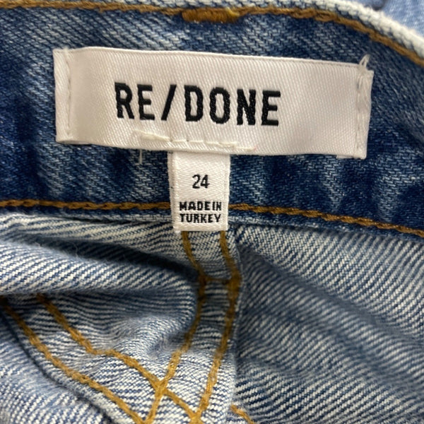 Re/Done Women's Blue Wide Jeans with Distressed Look at Length End  Sz 24