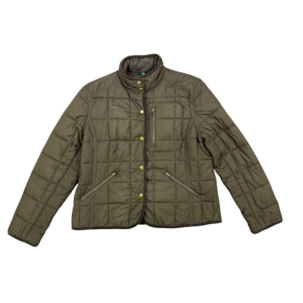Lauren Ralph Lauren Womens Olive Puffer Jacket Quilted Snap/Zip Sz XL