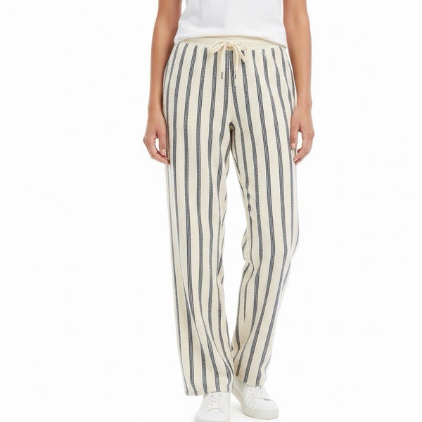 Cupshe Womens Beige/Black Striped Wide-Leg Casual Knit Lounge Pants Sz M - New