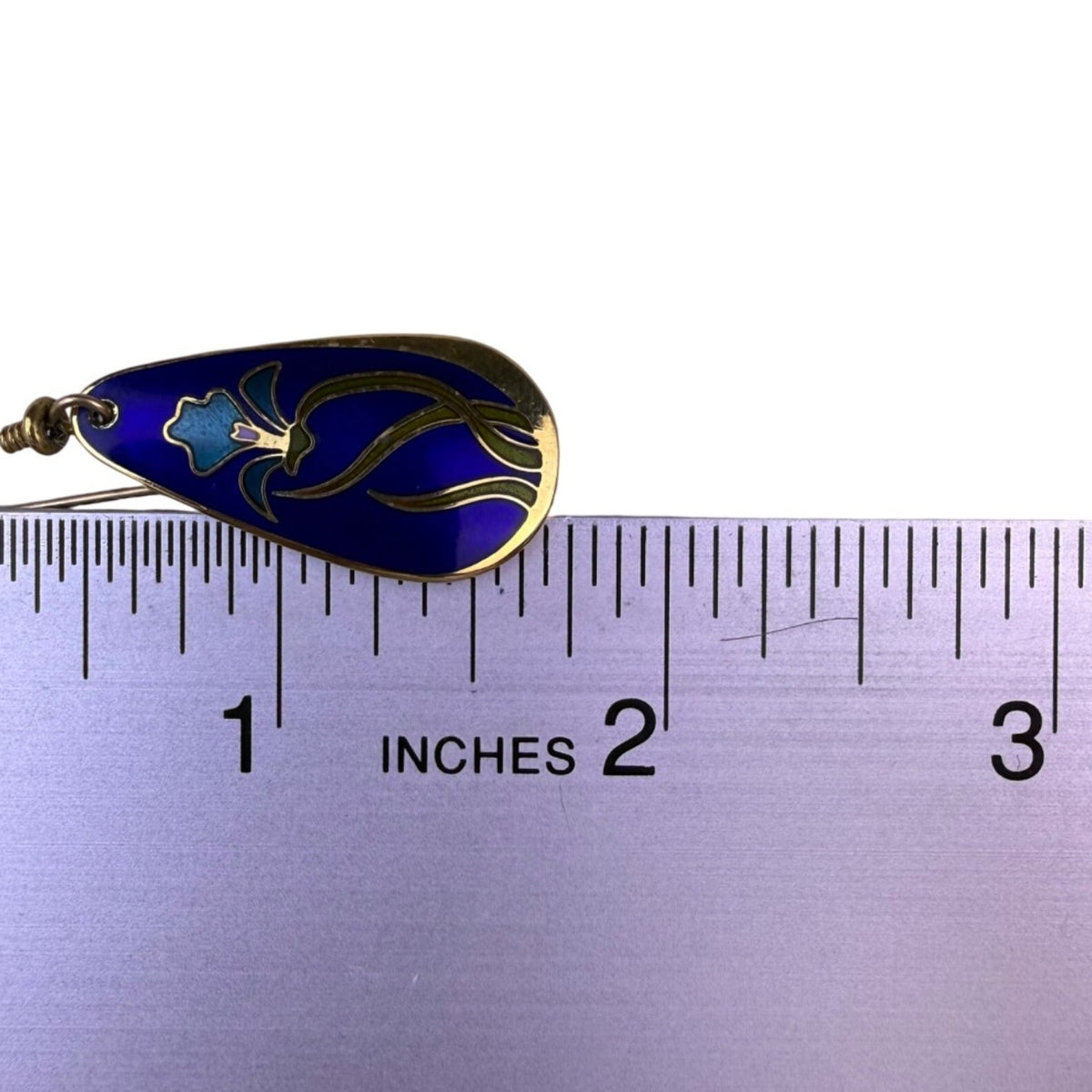 Laurel Burch Womens Blue Cloisonné Enamel Teardrop Earrings Wild Iris Floral