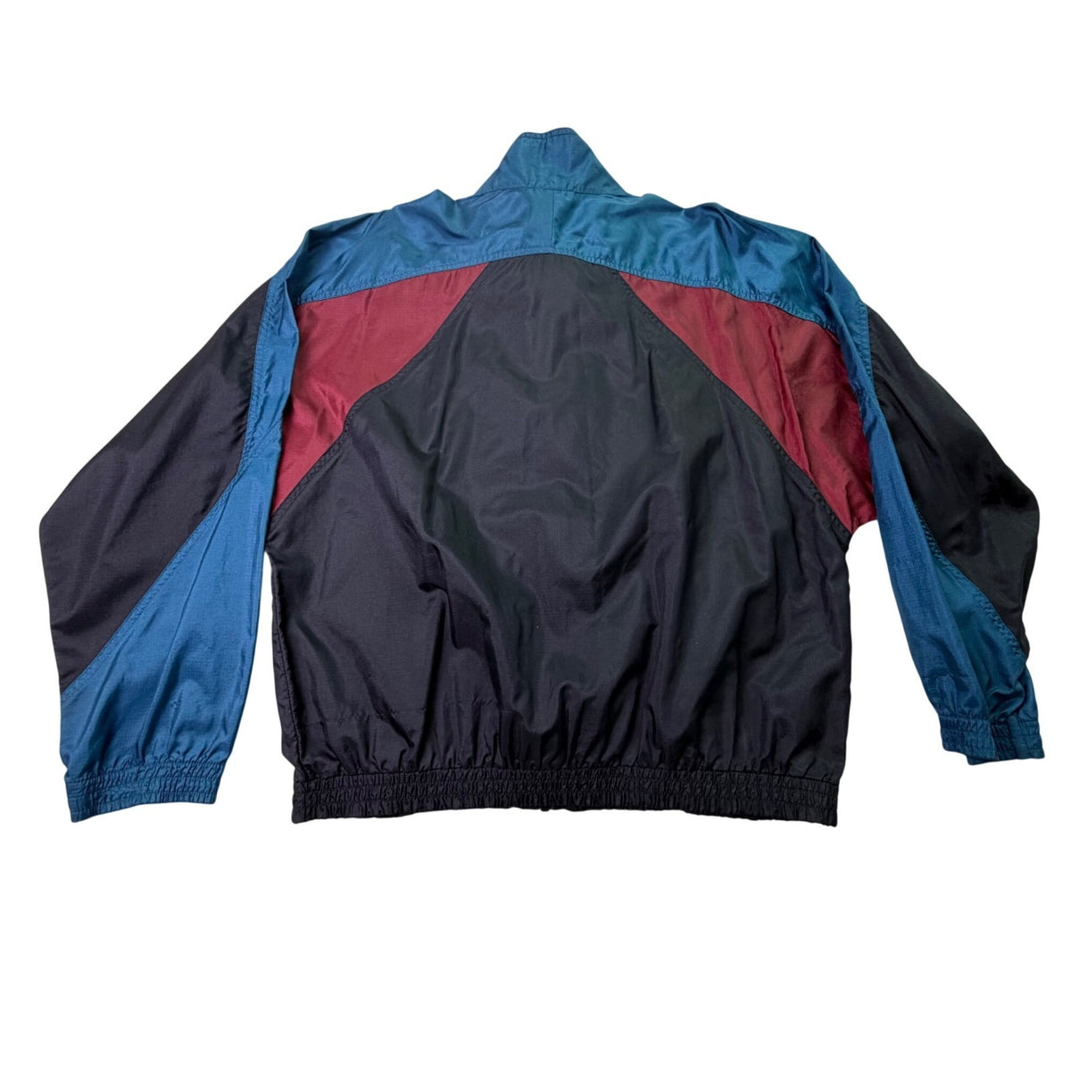 Nike Mens Black Teal Burgundy Nylon Windbreaker Jacket Full Zip Retro Style