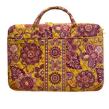 Vera Bradley Women’s Yellow & Pink Floral Quilted Laptop Bag With Shoulder Strap