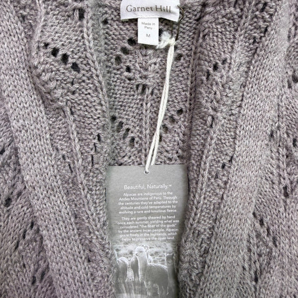 Garnet Hill Womens Gray Baby Alpaca Cardigan Sweater Button Front Textured Sz M