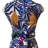 Can Tao Multicolor Sleeveless Sz XS/S Button-Up on Back Waist Tie Women Jumpsuit