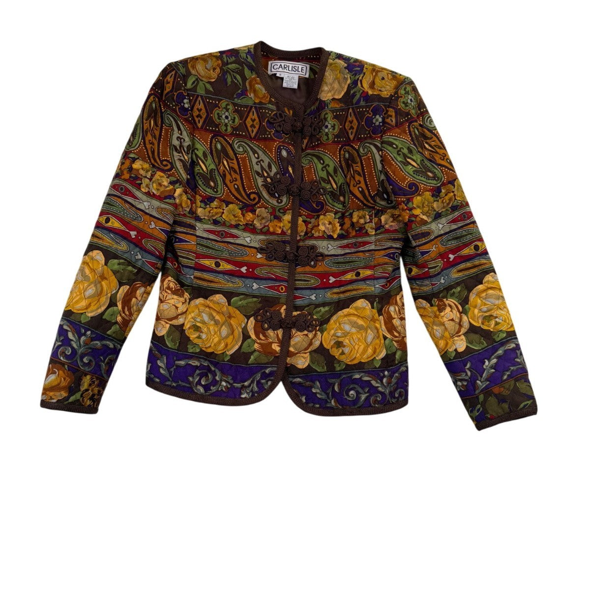 Carlisle Women’s Multicolor Paisley Floral Quilted  Jacket Elegant Design Sz 8