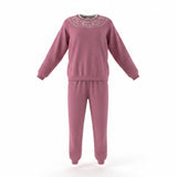 Blair Womens Pink Embroidered Pullover Sweatshirt & Elastic Waist Pants Sz P2XL