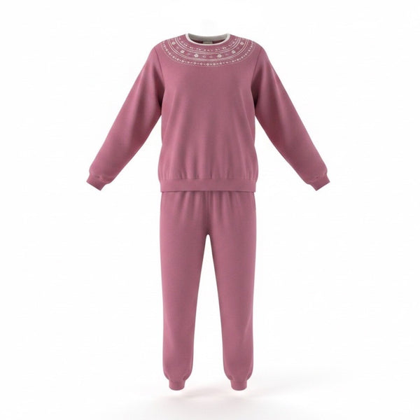 Blair Womens Pink Embroidered Pullover Sweatshirt & Elastic Waist Pants Sz P2XL