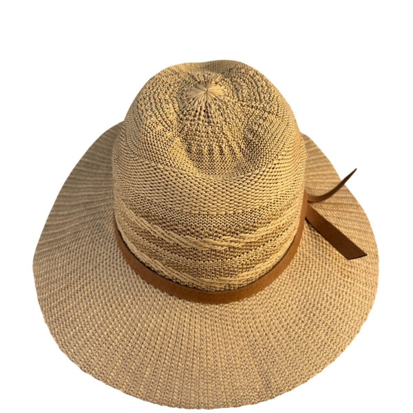 Treasure & Bond Womens Brown Straw Wide Brim Hat Decorative Band Accents