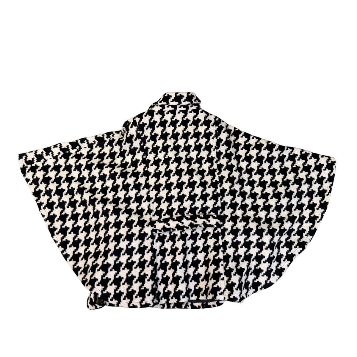 New York & Company Womens Black & White Houndstooth Belted Cape Jacket M