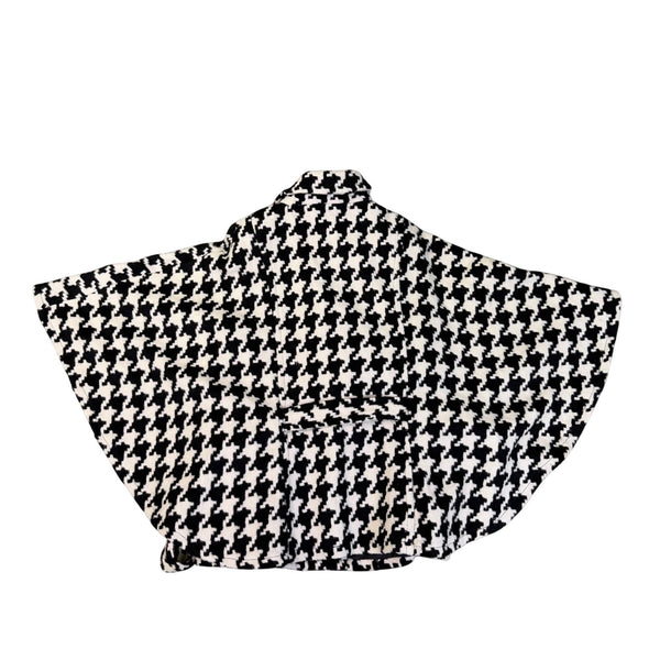 New York & Company Womens Black & White Houndstooth Belted Cape Jacket M