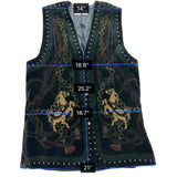 Rose Fashion Womens Black Embroidered Sleeveless Vest Chain Horse Design Sz M