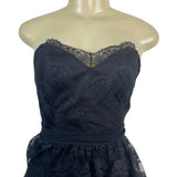 Vintage TD4 Strapless Black Lace Tiered Party Dress With Bow Back Detail Sz 7/8