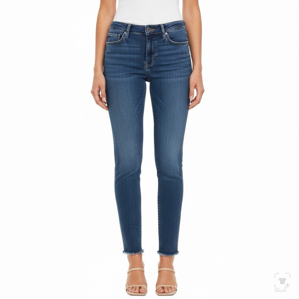 Lucky Brand Womens Blue Cotton Blend Lolita Skinny Frayed Hem Jeans Size 4/27