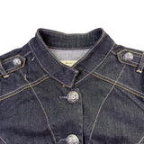 Old Navy Womens Black Denim Button-Up Stretch & Fitted Jacket Size M