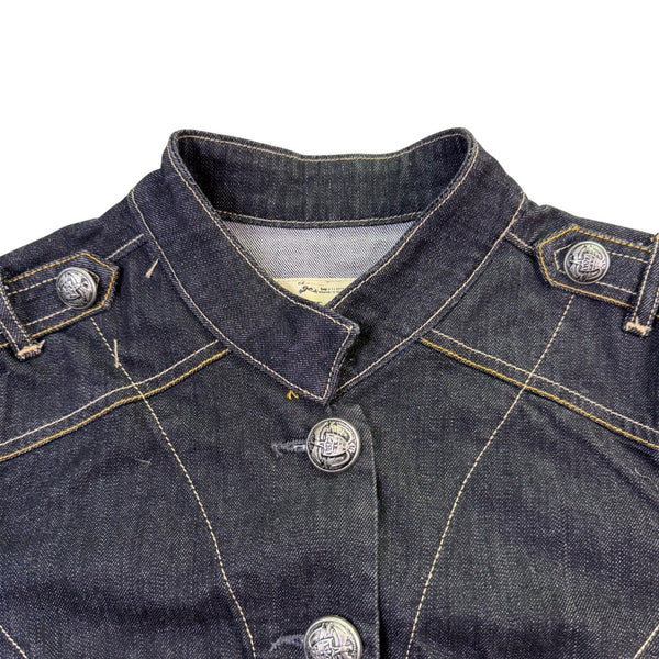 Old Navy Womens Black Denim Button-Up Stretch & Fitted Jacket Size M