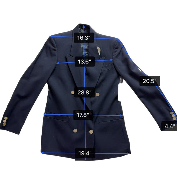 Jos. A. Bank Mens Navy Wool Double-Breasted Blazer Gold Buttons Size 6 Regular
