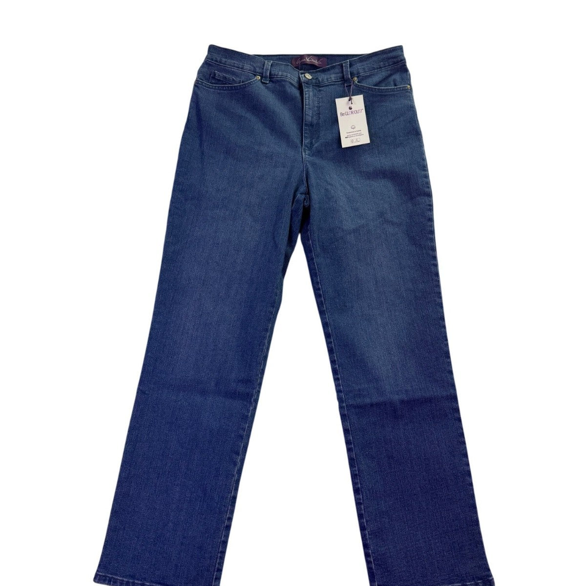 Gloria Vanderbilt Womens Blue Denim Amanda Straight-Leg Jeans Classic Fit Sz14