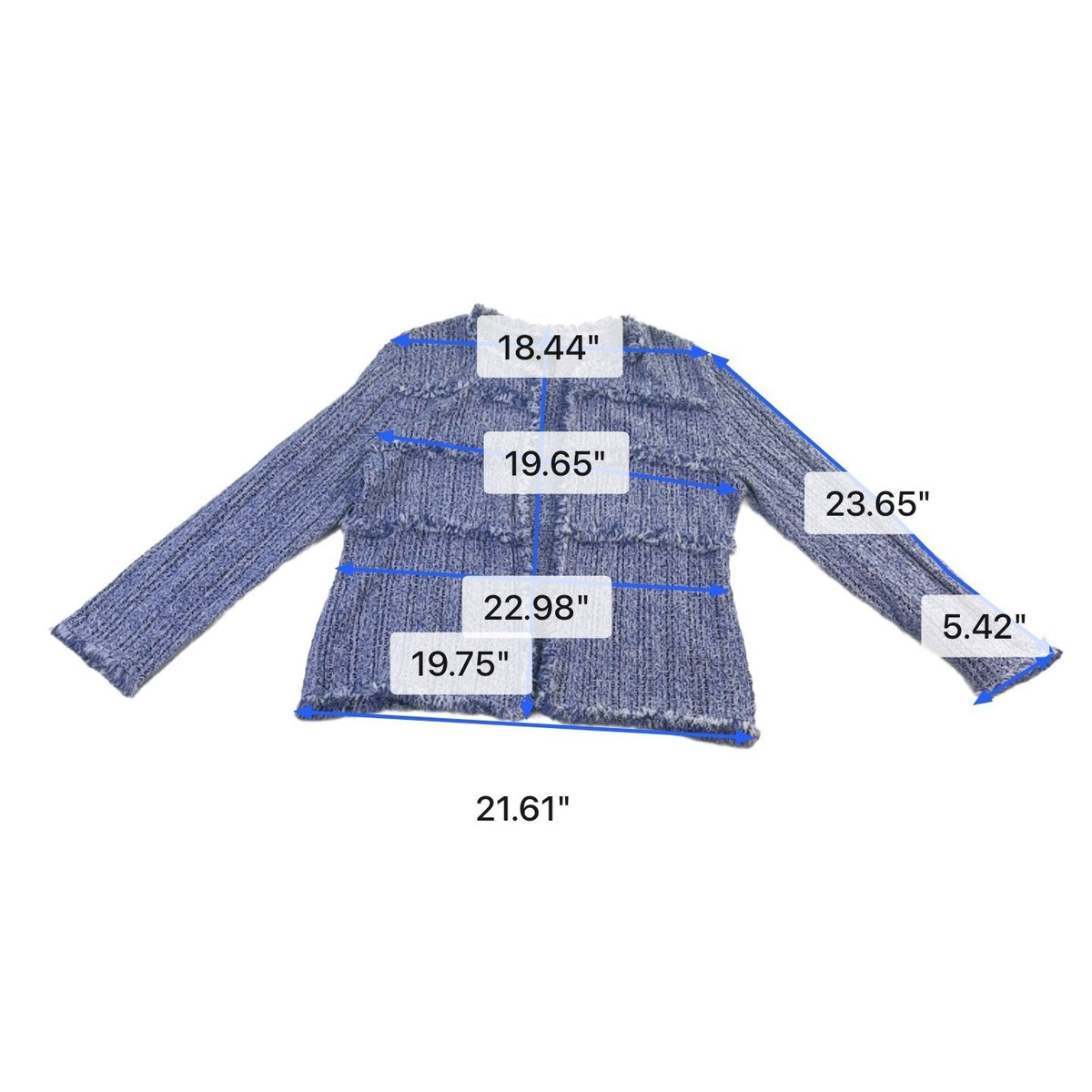 Nic+Zoe Womens Blue Fringe Textured Open Cardigan Jacket L