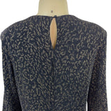 MSK Womens Metallic Knit Bell Sleeve Dress Black/Gold Keyhole Back Sz L - New