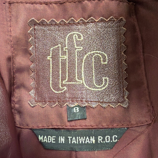 Tfc Women Maroon 100% Genuine Leather Belted Trench Coat Lined With Rayon Sz 8